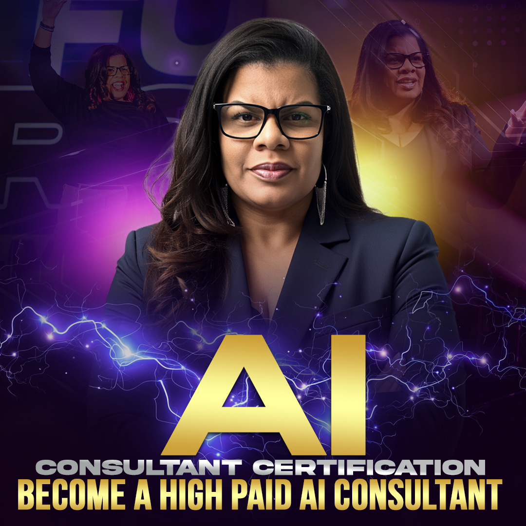 AI Consultant Certification promotional hero featuring the program creator with the AI Consultant Certification branding
