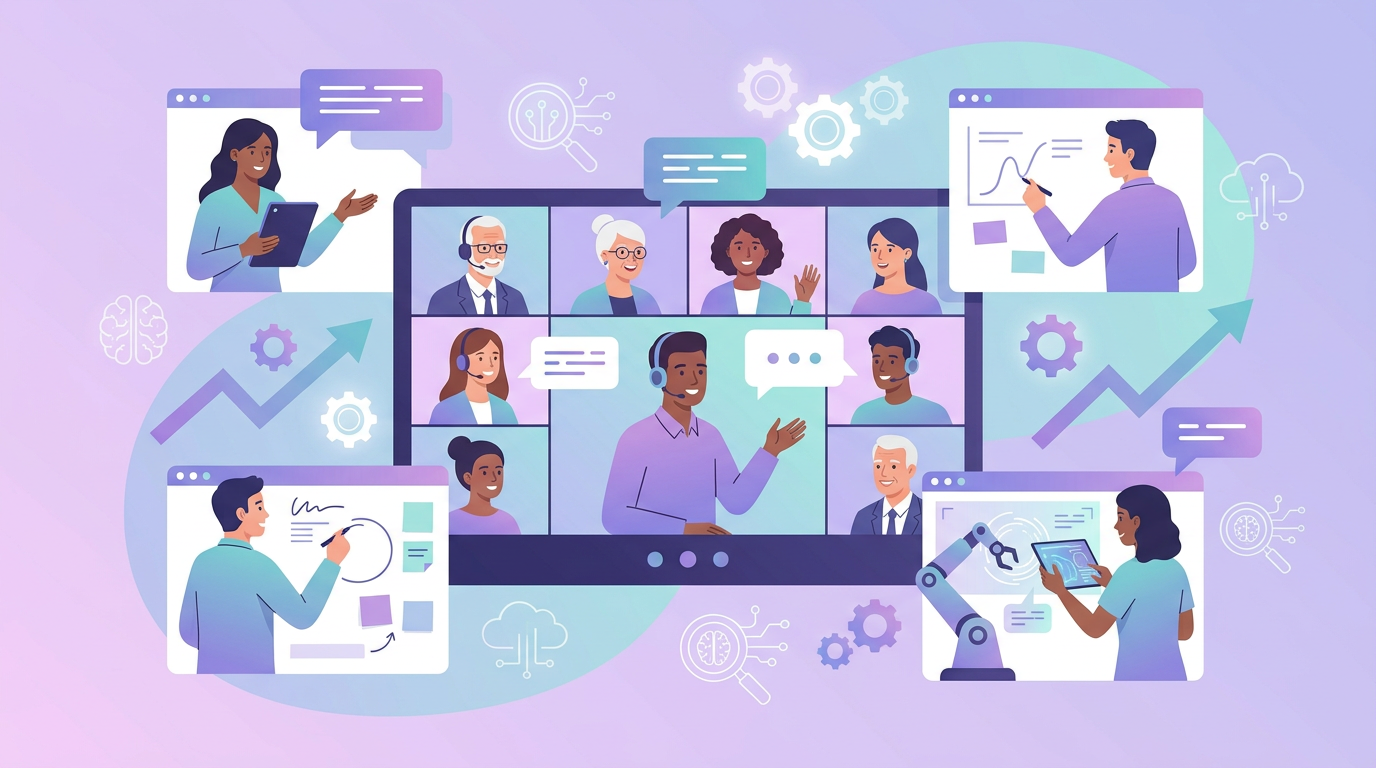 Active members of an online AI community learning by doing together, asking questions and staying current with new tools
