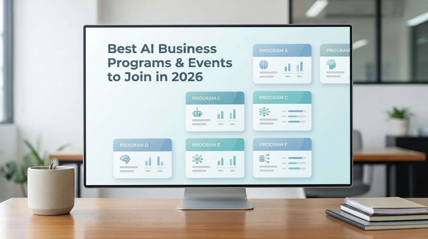 Comparison of the best AI business programs and events of 2026 with seven options ranked by reader profile