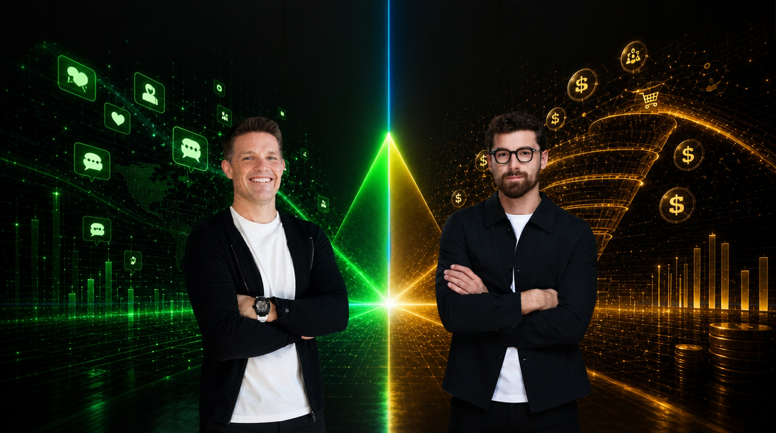 Two complementary business systems merging, Side Hustle Summit theme