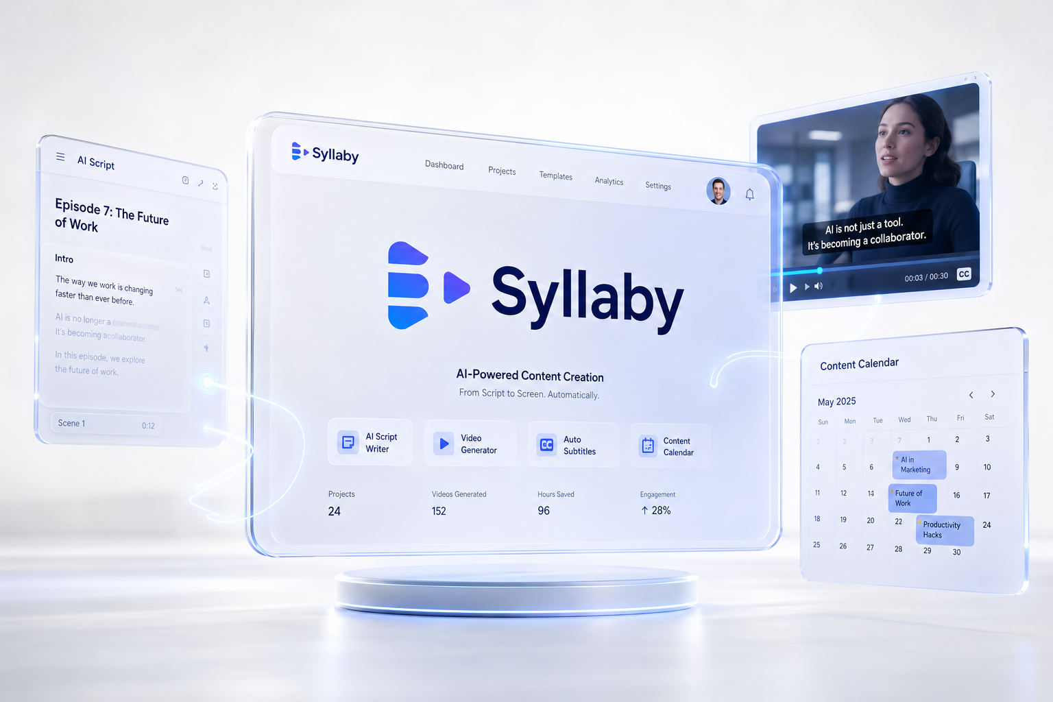 Syllaby AI platform interface generating faceless video content