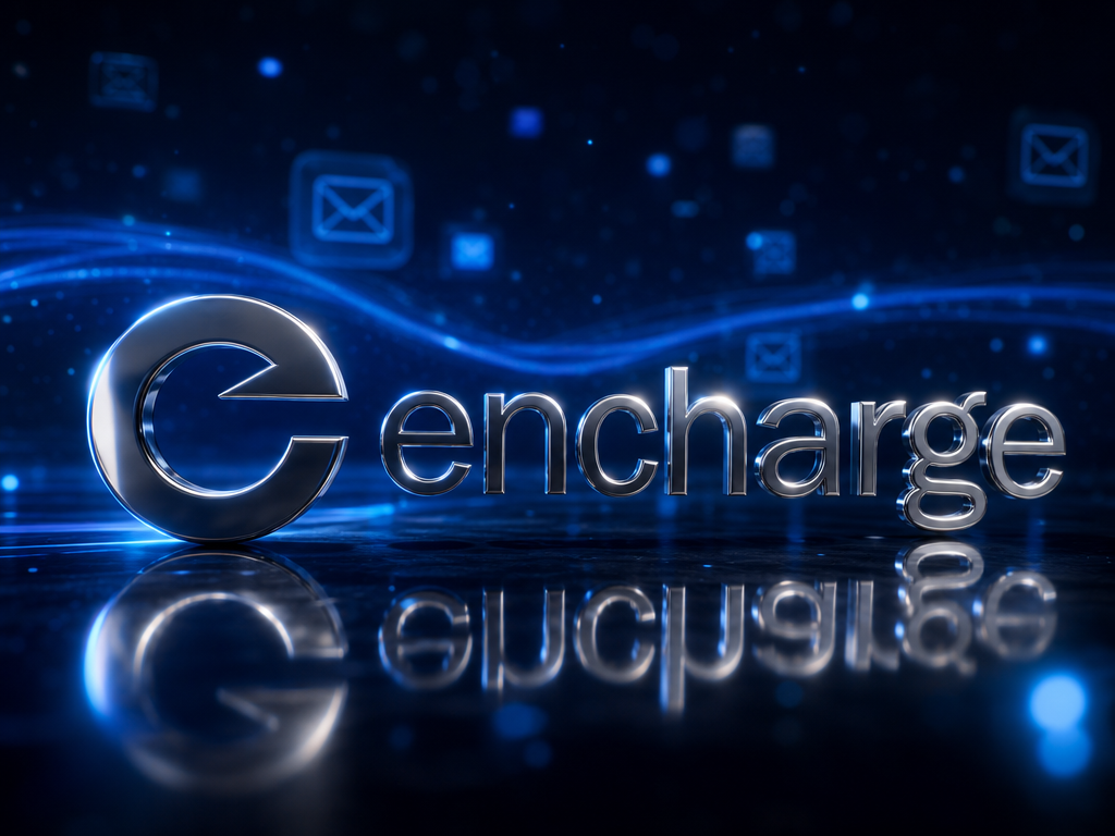 Encharge full logo with behavior-triggered email automation flow concept