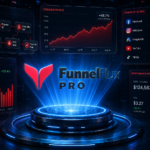 FunnelFlux Pro node-based tracking dashboard showing multi-channel campaign flow