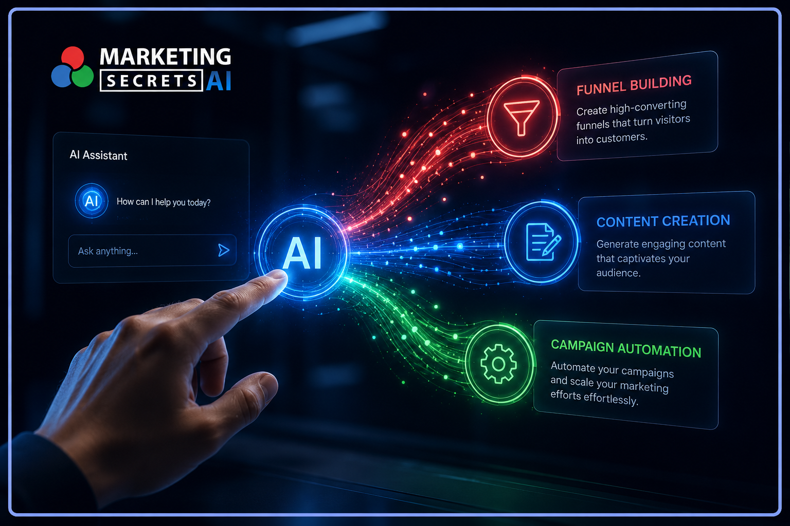 Conversational AI interface routing tasks to marketing apps