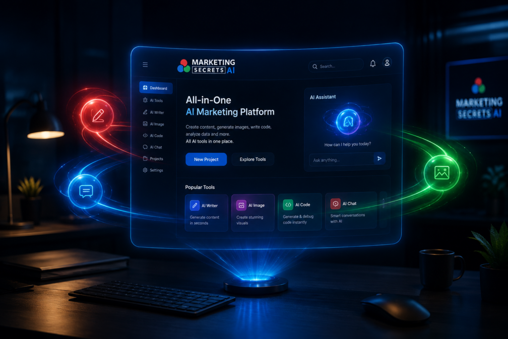 Marketing Secrets AI dashboard interface with AI Chief of Staff concept